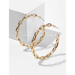 Elegant Gold Chain Hoop Dangle Earrings